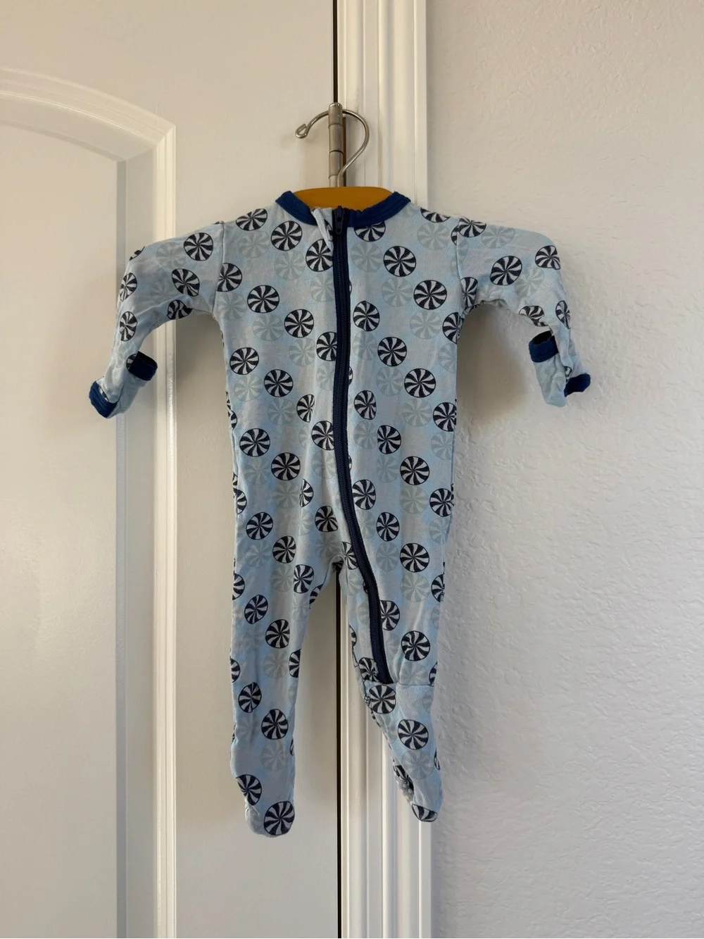Kickee pants blue candy newborn sleeper bamboo